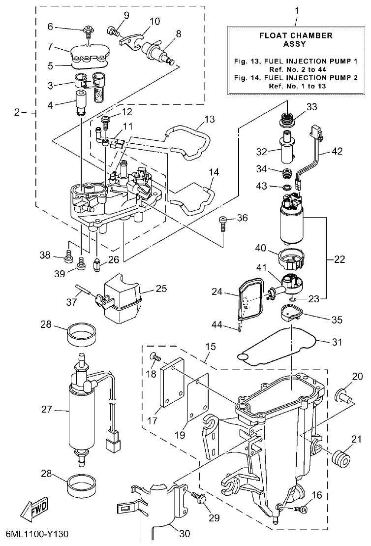 Yamaha F350BST, FL350BST FUEL INJECTION PUMP 1 parts diagram